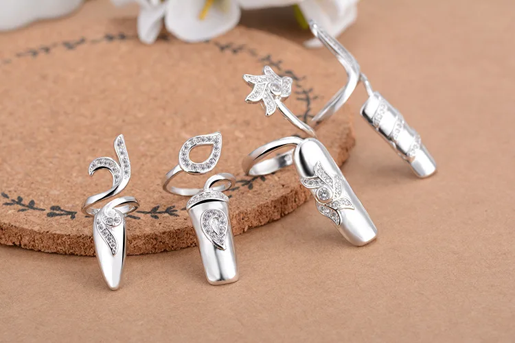 KITEAL XZSR041 Ring ring Female temperament Wild diamond Nail cover silver color female engagement bague Top Quality jewelry | Украшения и