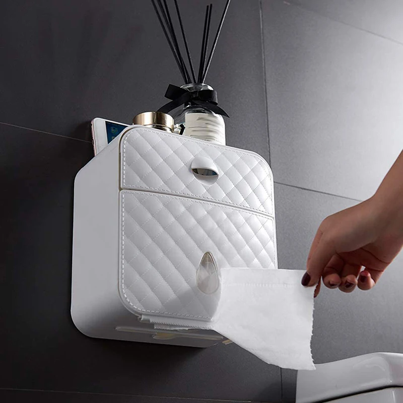 

Toilet Paper Holder Wall Mounted Waterproof Toilet Paper Box Toilet Paper Storage Box Multifunctional Toilet Paper Holder