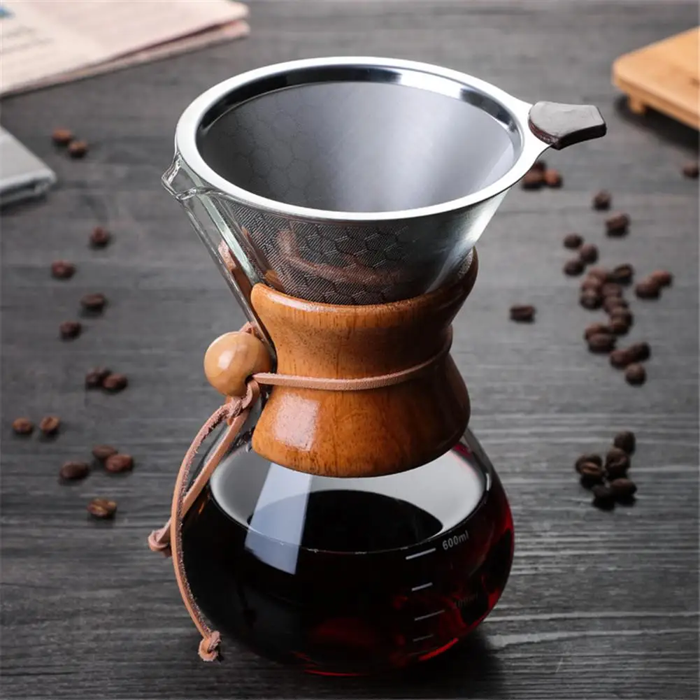 Стеклянный графин для кофеварки Pour Over и многоразовый Перманентный фильтр из