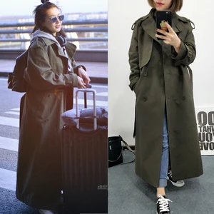 New Fashion 2020 Fall  Autumn Casual Double Breasted Turn Down Collar Classic Long Trench Coat With 
