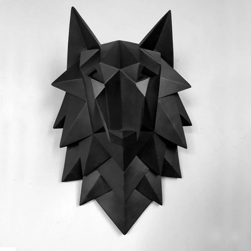 

hot 3D Abstract Wolf Head Art Statue Handmade Resin Wall Decoration Accessories Sculpture Wedding Chrismas Crafts