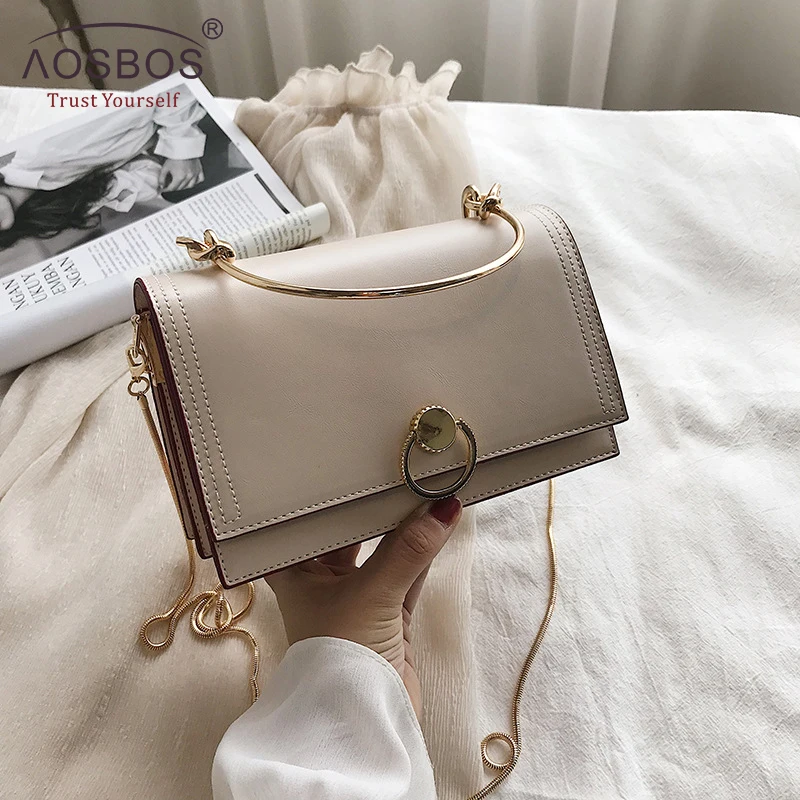 

Aosbos Women Soft PU Leather Small Chain Crossbody Bags Fashion Flap Shoulder Messenger Bag Lady Design Mini Handbags Tote Bag