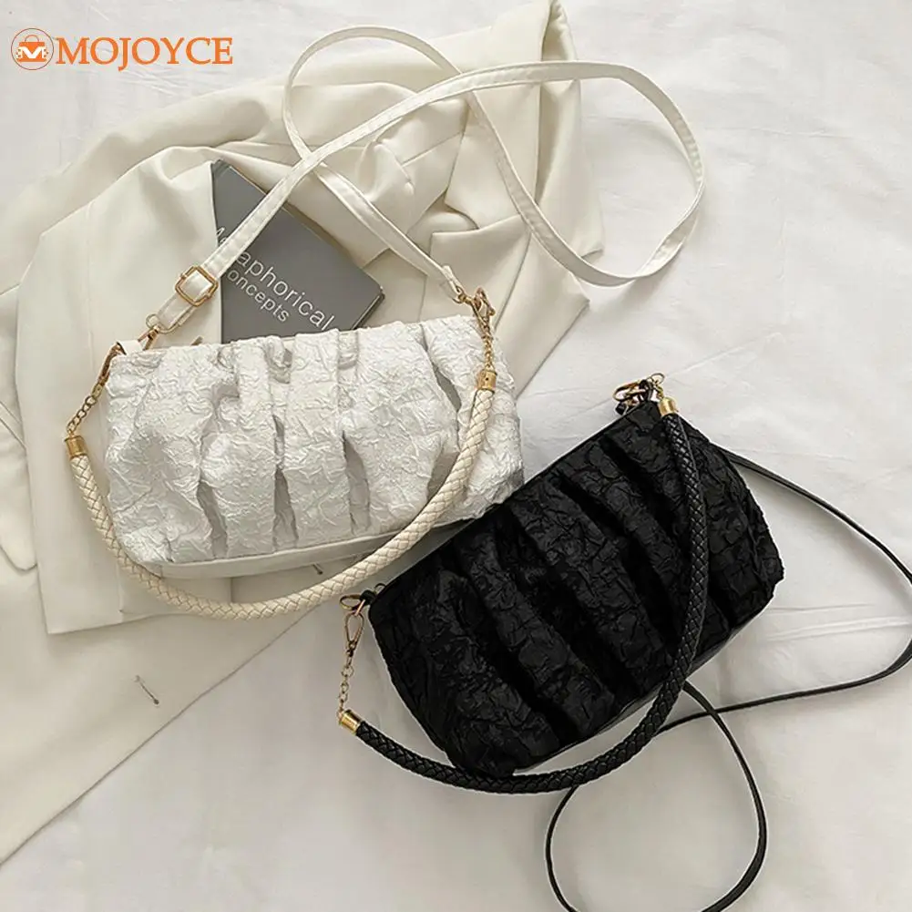 

2021 сумка-шоппер из искусственной кожи, женские плиссированные дизайнерские сумки, мягкая однотонная женская сумка через плечо в форме обла...