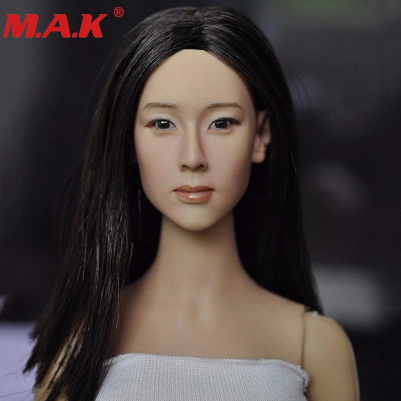 

Масштаб 1:6, азиатская Женщины Девушки Лепка головы юной леди с черными длинными волосами для 12-дюймовых фигурок, модель тела, игрушки, коллек...