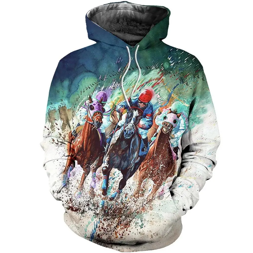 PLstar Космос животное Чемпион медаль скачки 3d толстовки/Толстовка зима осень