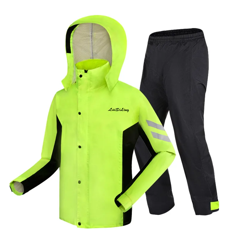 Travel Pants Suit Raincoat Men Zipper Unisex Bike Plus Size Raincoat Thick Waterproof Impermeable Moto Rain Protection DL60YY