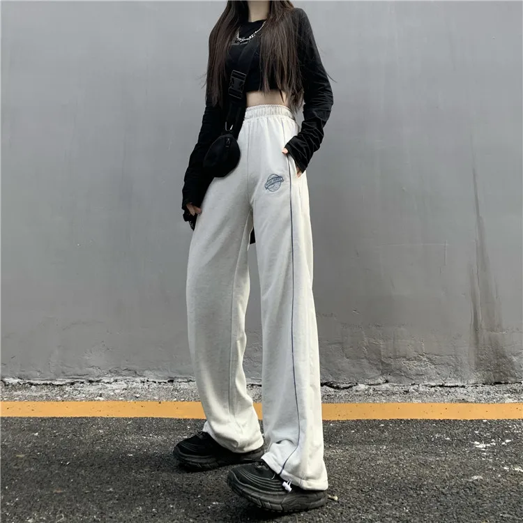 

Women's New 2021 Popular Black Sports Trendy Spring and Autumn Ankle-Tied Harem Loose Casual Pants
