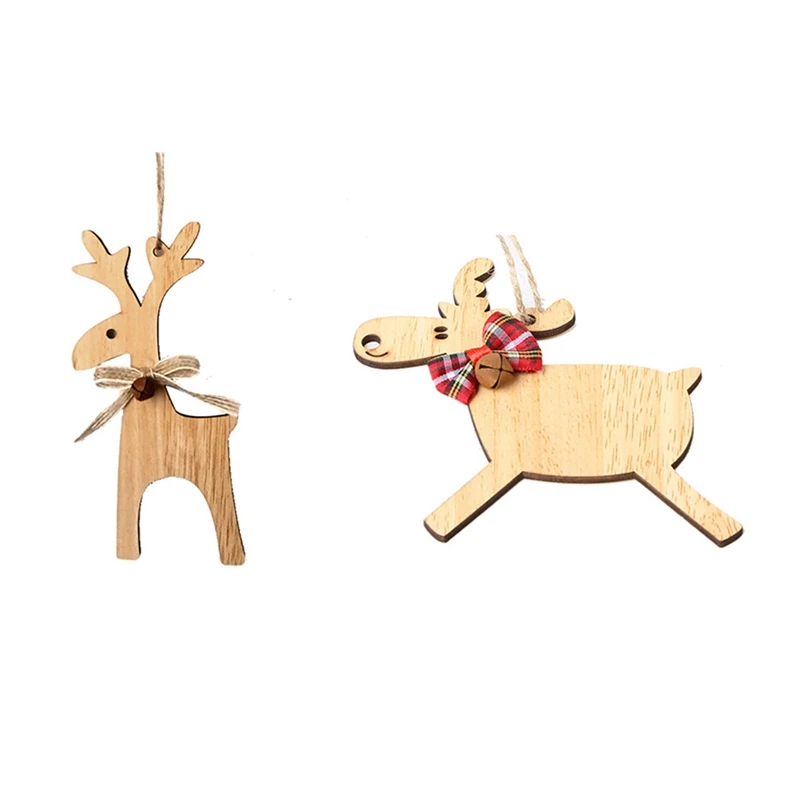 

2 шт. Подвески на рождественскую елку, деревянные украшения в виде лося, деревянные подвесные украшения, новый год