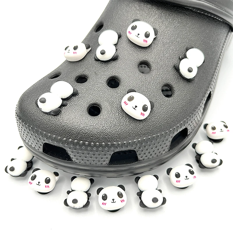 

Новые оригинальные симпатичные панды, иконы, подвески для обуви из смолы, детали «сделай сам», тапочки, аксессуары для детей, Кроксы, сабо