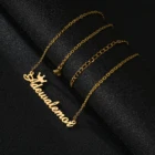 Ожерелье Acheerup из нержавеющей стали с именем на заказ, цепочка с подвеской, корона, персонализированные буквы, табличка, ювелирные изделия, чокер, подарок для женщин