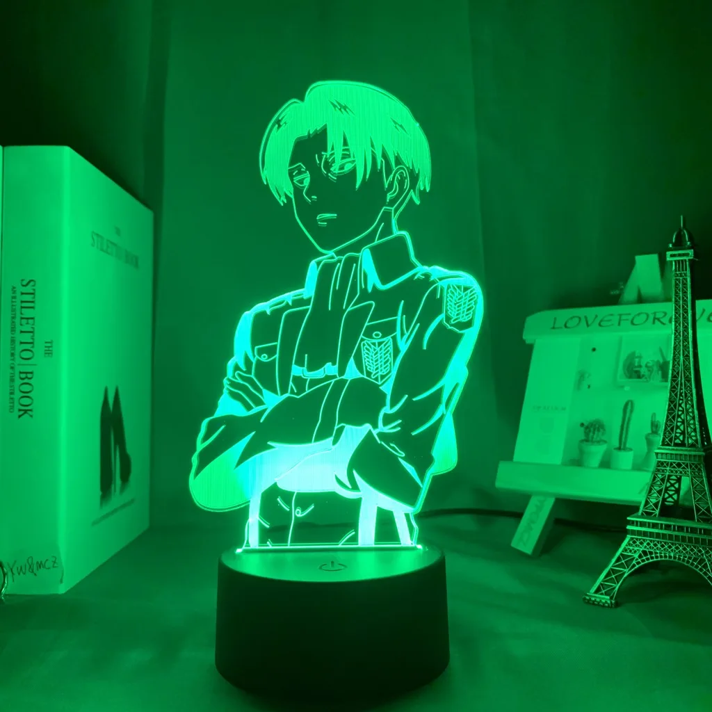 

Acrylic Table Lamp Anime Attack on Titan for Home Room Decor Light Cool Kid Child Gift Captain Levi Ackerman Figure Night Light