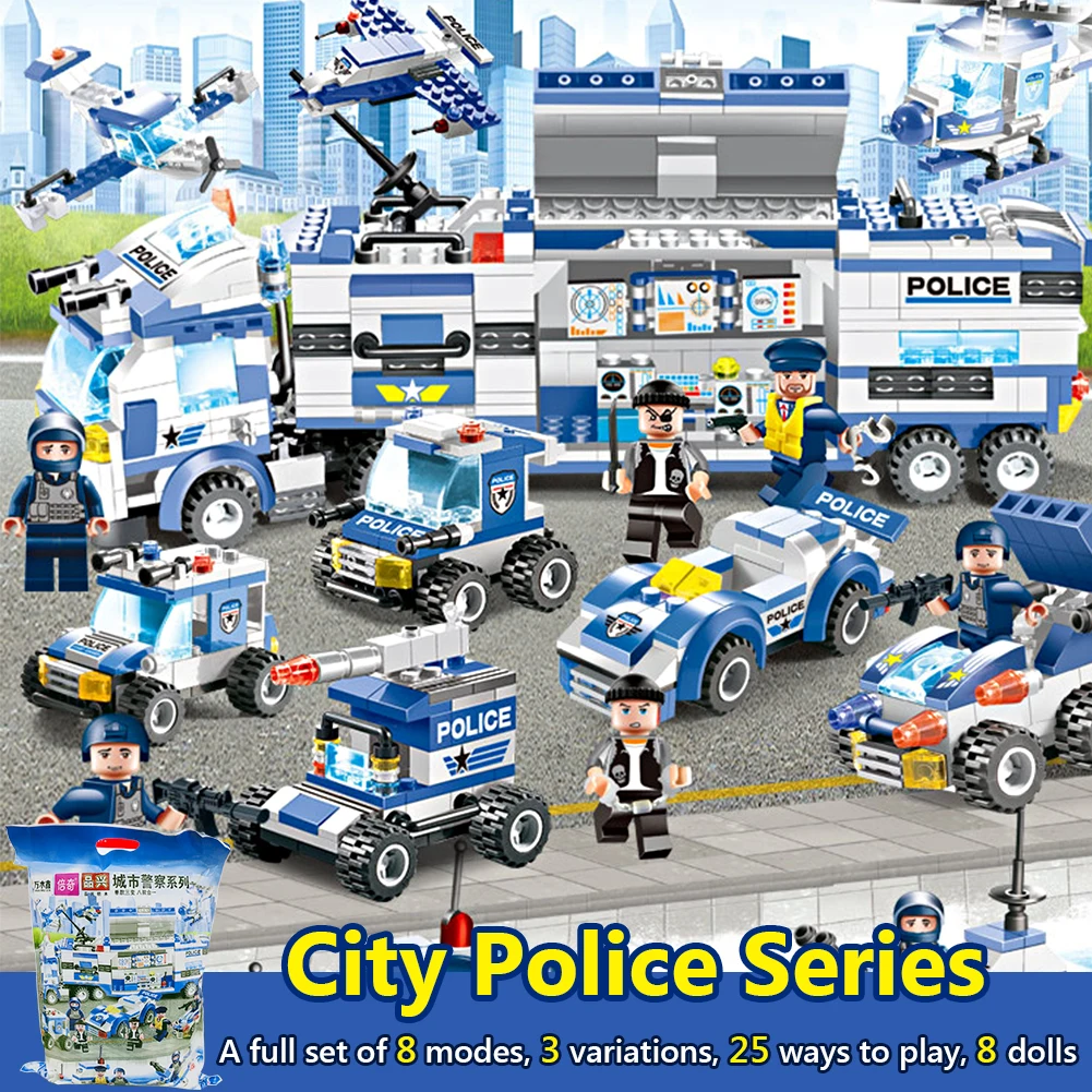 

647/762Pcs SWAT Team City Police Building Blocks Robot Special Truck Creator Assembly Bricks Toys Set Car Model For Children