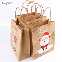 4pcs mixed christmas gift bags santa sacks kraft paper bag for christmas wedding decor party favor box packaging gift for guests