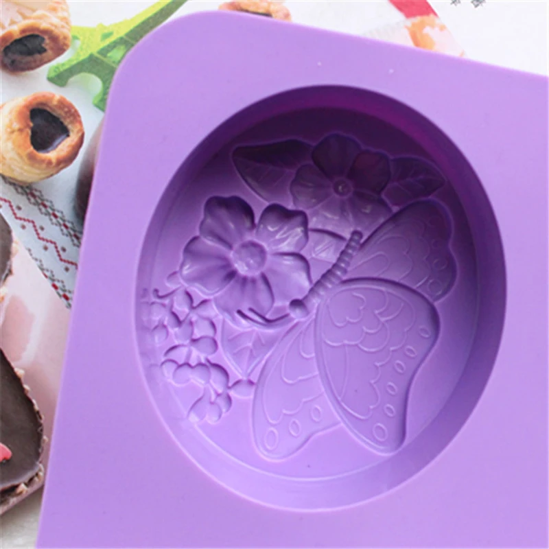 Новая силиконовая форма для мыла с цветами 4 отверстия Бабочка помадка мыло желе