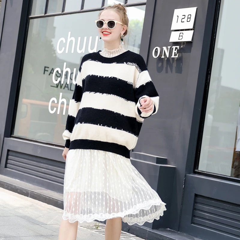 Свитера для беременных женщин топы новая модная рубашка полосатый вязаный