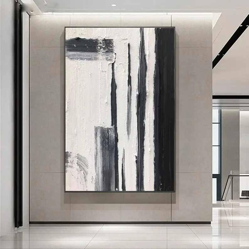 

Минималистский Wall Art, Большой Абстрактная живопись на холсте, текстурированный реферат живопись, черно-белый Рисунок, текстурированный реф...