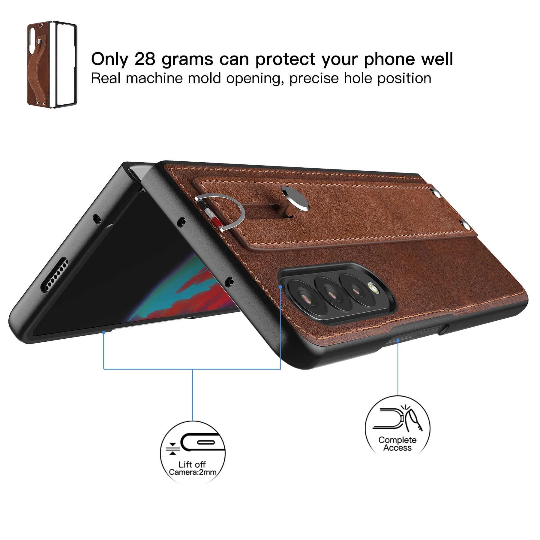 case for samsung galaxy z fold 3 5g slim lightweight genuine leather hand strap protective shockproof cover for z fold 3 free global shipping