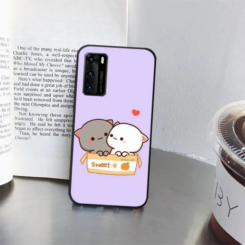 

Cartoon Peach Mochi Cat Phone Case for huawei P40 pro lite P8 P9 P10 P20 P30 psmart 2019 2017 2018