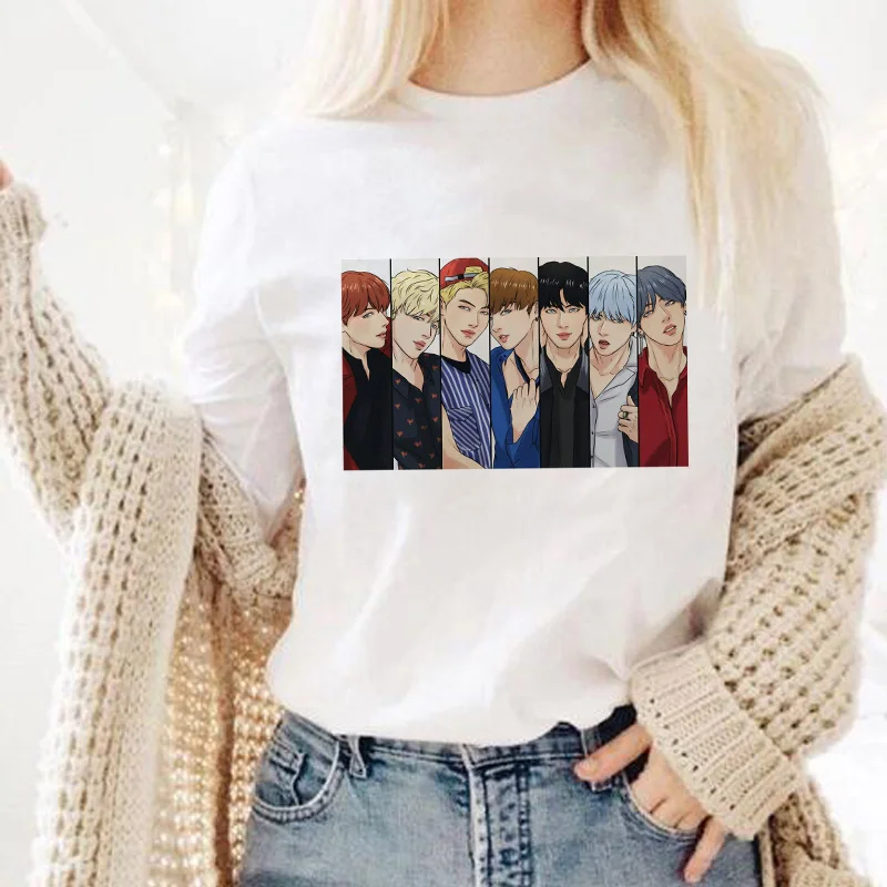 

Женская футболка в Корейском стиле JIN SUGA J HOPE JIMIN V, большие размеры