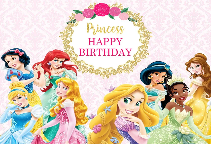 7x5ft с днем рождения Белоснежка Принцесса Ариэль Золушка Жасмин пользовательские