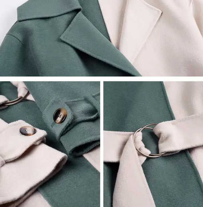 

Women Elegant Winter Wool Overcoat Long Woolen Coat With Belt Slim Jacket Outerwear Female Abrigos Mujer Manteau Femme Hiver