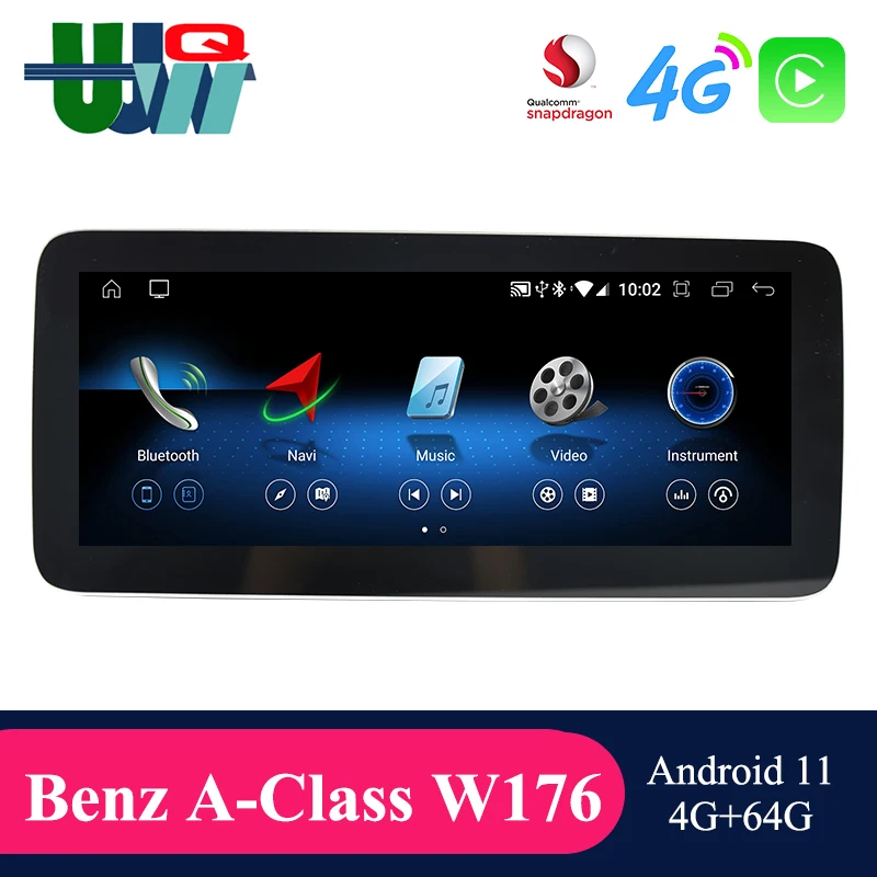 

UJQW W176 Автомагнитола Android 11 для Mercedes benz A class W176 / GLA X156 / CLA C117 2013 - 2018 4G LTE Bluetooth Wi-Fi Carplay