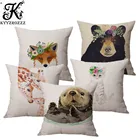 Льняная хлопковая мультяшная подушка, подушка для дивана, дивана, домашняя Автомобильная подушка 45x45 см