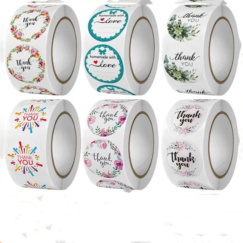 

Homemade with love /Thank You 500pcs Round shaped stickers wedding party decoration seal stick festival handmade label