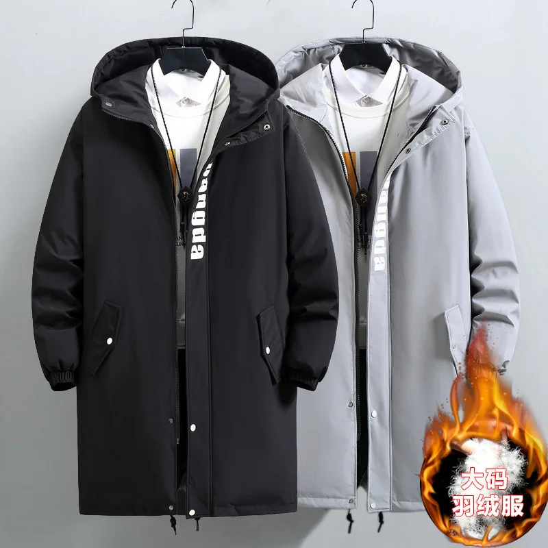 

Extra Long Winter White Duck Down Jacket Men New 90% Black Cargo Thick Coat Hooded Warm Man Parka Plus Size 6XL 7XL 8X 9XL 10XL