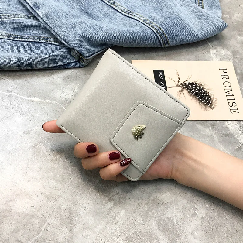 

2019 fish women wallet small cute wallet ladies short leather Women's wallet button wallet girl wallet clutch bag discount bags