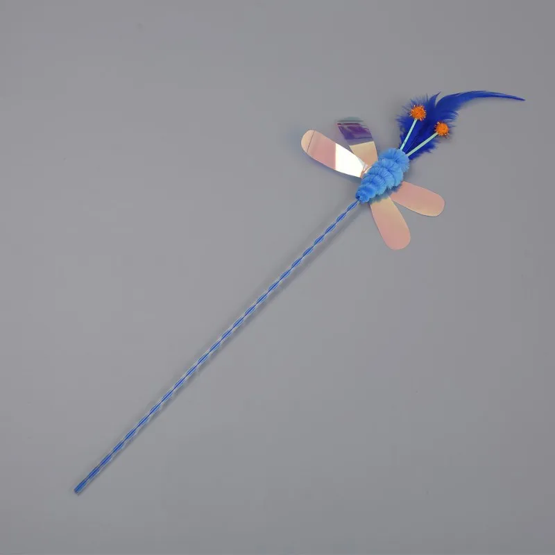 Cat Toys Rod Teaser Wand Feather Pet for Cats Interactive Stick Supplies Colorful Butterfly worm | Дом и сад