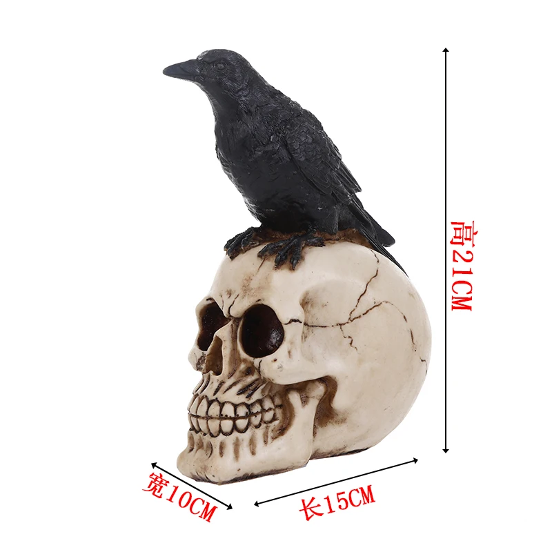 Crow skull Figurine Resin Human Skull Statue Home Decor Decoration Halloween Day Gifts |