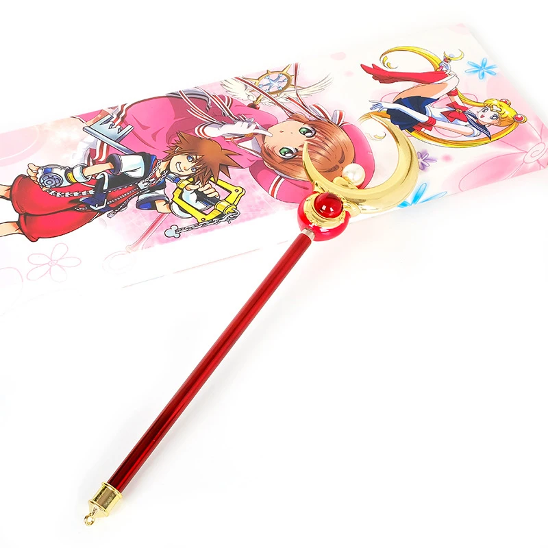 

52CM Scalable Sailor Moon Cosplay Costumes Magic Wands Halloween Party Props Weapons Tsukino Usagi Moon Extendable Stickers