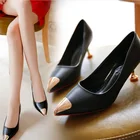 Женские туфли на высоком каблуке, новинка 2020, корейские туфли с острым носком на тонком каблуке, женские туфли черного цвета