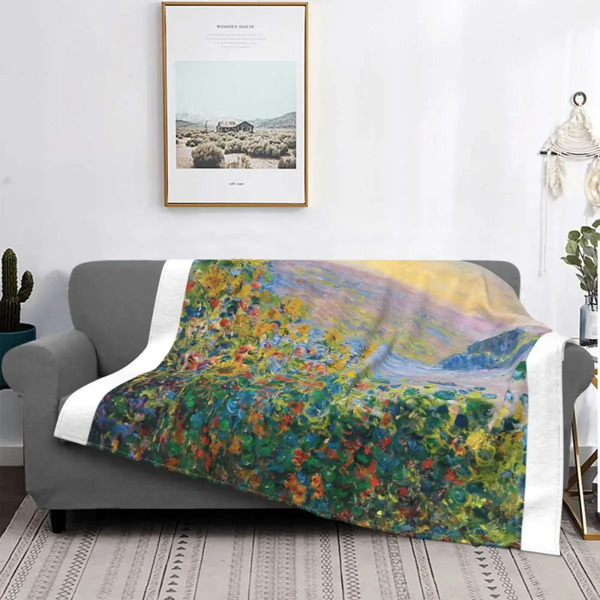 

Claude Monet-cama de flores en Vtheuil, manta, colcha, edredón a cuadros, funda de playa, manta de verano, manta pickick