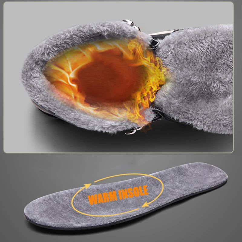 Мужские зимние ботинки теплые мужские Водонепроницаемые кожаные кроссовки