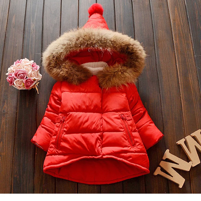 Теплая зимняя куртка для девочек модная длинная Детская с капюшоном верхняя
