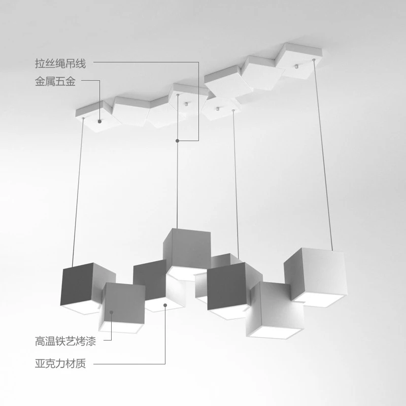 Современная Минималистичная светодиодная люстра в виде Куба нордическая