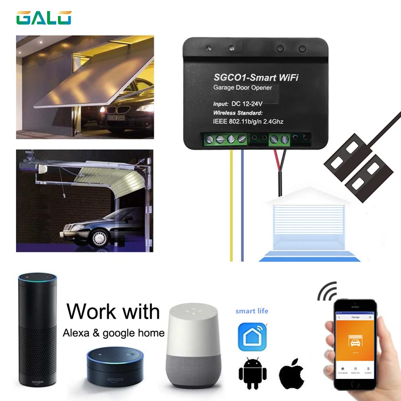 Wi-Fi переключатель Smart swing раздвижные двери гаража Открывалка управление Лер с Alexa Google Home Smart Life/приложение управление WiFi умный приемник
