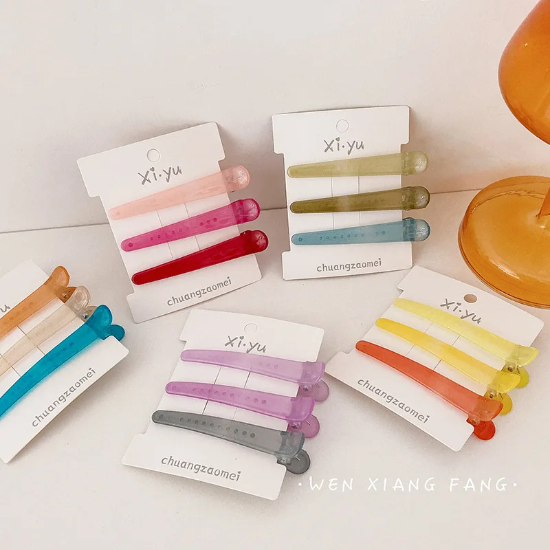 

3pcs/set Gradient Jelly Colors Hair Clips Simple Bangs Hairpin for Bath Makeup Side Clips Women Girls Hair Accessories Wholesale