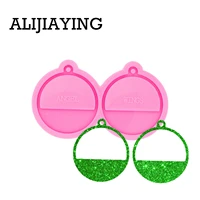 dy0434 glossy semicircle circle shape earrings silicone mold resin pendant mould for epoxy jewelry making diy crafts