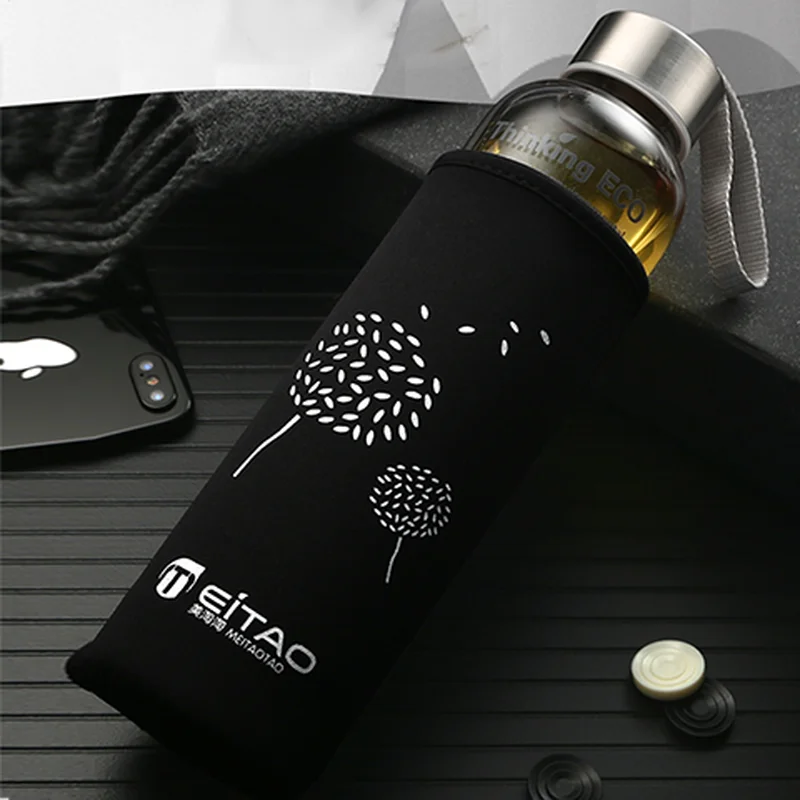 Стеклянная чашка портативная термостойкая Студенческая ручная для мужчин и