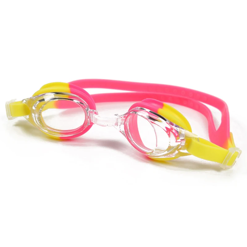 Hot pink Yellow Дети водные виды спорта плавательный бассейн анти туман Водонепроницаемый Регулируемый силиконовый плавание ming очки ж/милый кошелек сумка - Цвет: Hot pink Yellow
