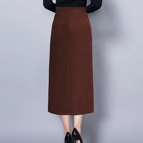 Женские шерстяные длинные юбки в клетку с высокой талией 2020 зимняя модная