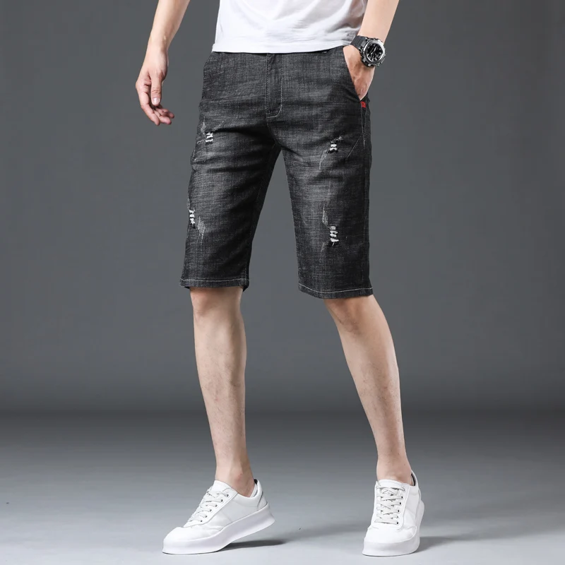 

2021 New Short Men Jeans Slim Denim Casual Fashion Summer new Stretching Thin Soften Cotton Short Jeans Straight shorts