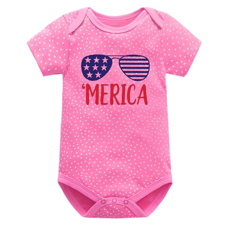 

4th of July Shirt Newborn Clothes Flag Pattern Independence Day Shirt Newborn Baby Boy Bodysuit Patriotic Clothes 0-6m