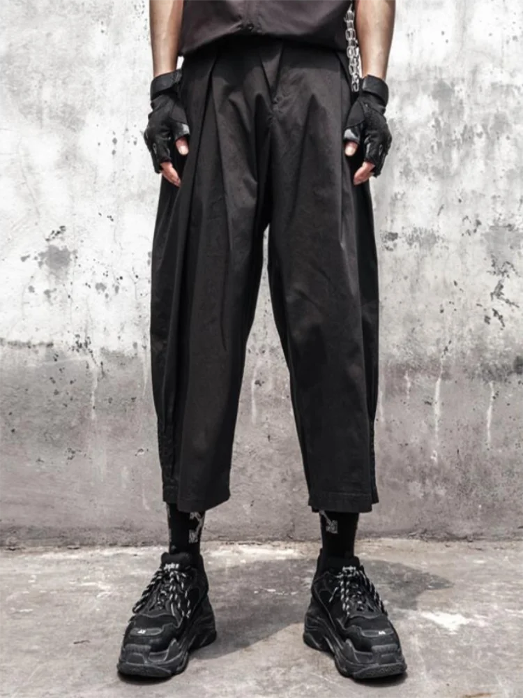 Men's Nine Inch Casual Pants Spring And Autumn New Dark Loose Straight Pants Youth Fashion Trend Wide Leg Pants