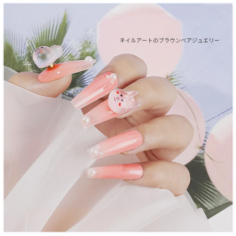 3D Cute Rabbit Small Bear Nail Art Decorations Jelly Cartoon Nails Ornaments Creative Spin Lovely DIY Resin Manicure Accessories | Красота и