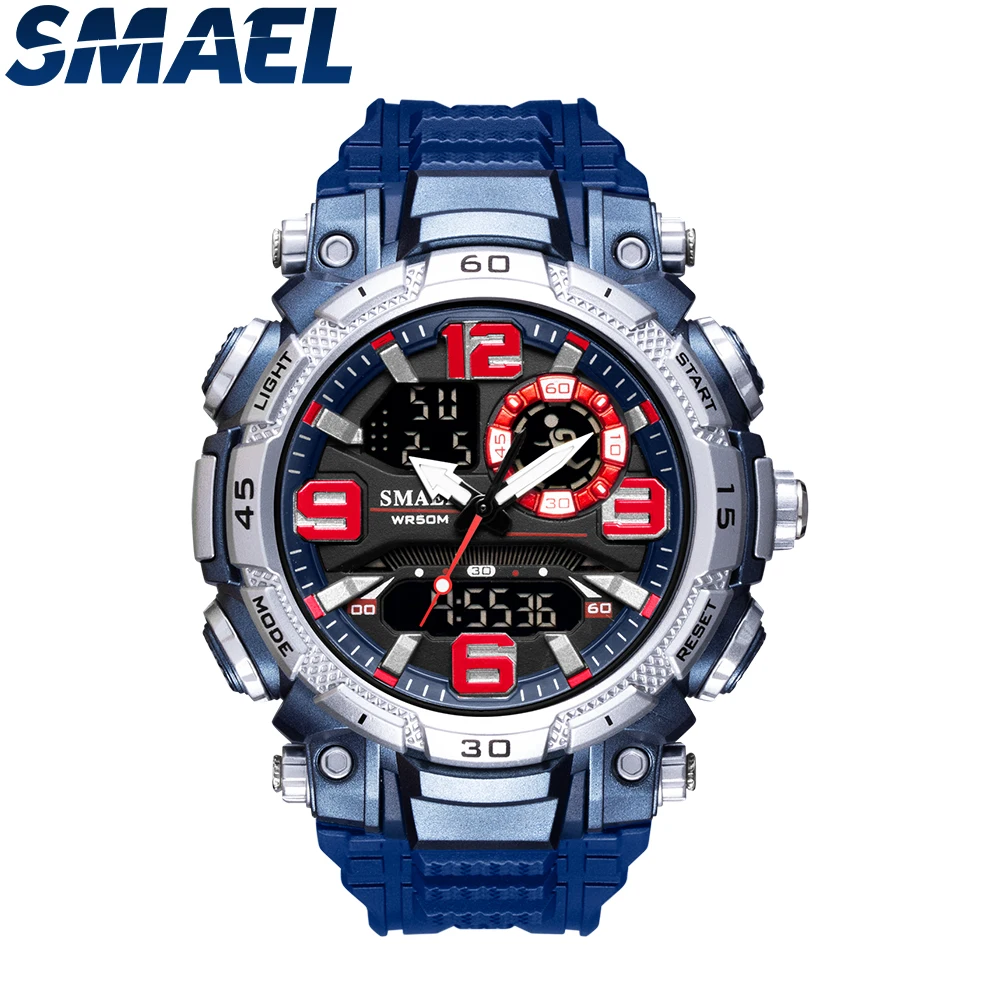 

SMAEL 2021 Sport Watch Men Dual Time Waterproof 50M Miliatry Watches Chrono Alarm Wristwatch Vintage Classic Digital Watch