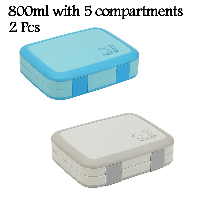 2 или 1 Bento Box для детей герметичный Ланч-бокс Microwavable контейнеры для еды большой ящик для хранения с отсеками - Цвет: 2 Pcs KT177 KT178